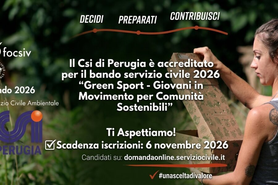 iscrizioni aperte per servizio civile CSI Perugia